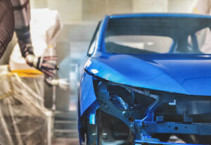 image of car in production getting painted
